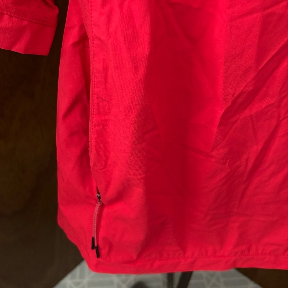 NIKE sz S 3/4 Sleeve Baseball Red Hot Jacket Pullover Zipper Pocket 897383 - Picture 2 of 7